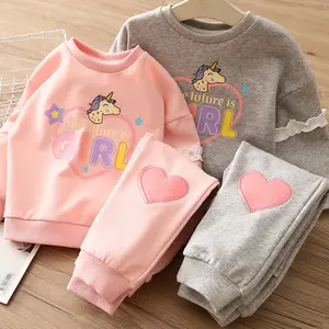 Children's clothing 2021 spring and autumn new girl's suit cartoon pony sweater trousers two-piece suit