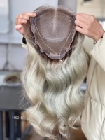 Mini perruque SHY en cheveux humains vierges, base plate, dentelle frontale naturelle, couleur brun foncé, sur mesure