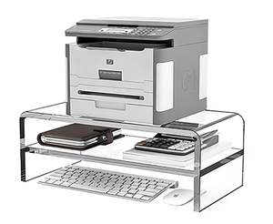 Support d'écran en acrylique à double couche, rehausseur d'<span class=keywords><strong>ordinateur</strong></span> transparent, organisateur de rangement de bureau - Product Image 2