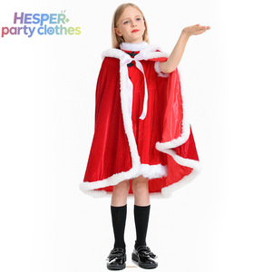 HESPER Children's Christmas Santa Claus Dress up Costumes Velvet Princess Stage Party Suit With Skirts <b>TV</b> Character Pattern - Product Image 3
