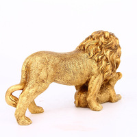 Résine coulée Antique doré et argent Vintage Animal Lion Sculpture Lion Cub Statues