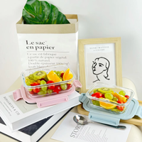Boîte de conservation alimentaire rectangulaire en verre avec couvercle hermétique, bol en verre anti-fuite pour réfrigérateur
