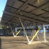 Kit de carport solaire en alliage d'aluminium en forme de W pour une utilisation extérieure imperméable, système de supports de montage photovoltaïque