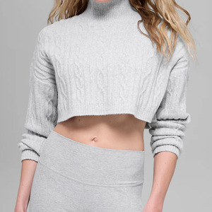 Fabricante de prendas de punto, suéter de lana y cachemira personalizado para mujer, cuello alto, manga larga, color <span class=keywords><strong>gris</strong></span>, para otoño e invierno - Product Image 5