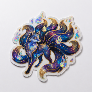 Pegatinas de Vinilo Holográficas Personalizadas, Calcomanías de Zorro Holográficas Impermeables para Decoración de Botellas de Agua, Pegatina de Vinilo Troquelada - Product Image 1