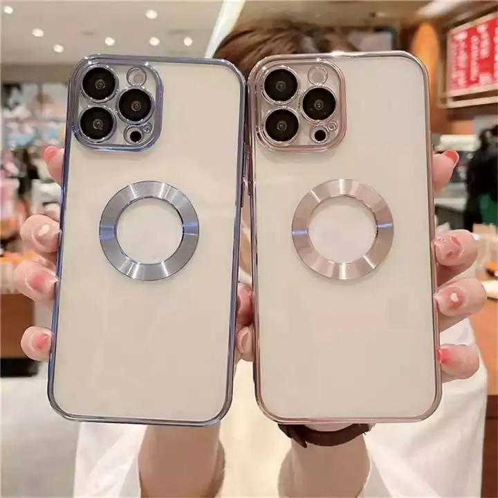 Thời trang 2022 sang trọng trong suốt mạ mềm bìa cho Iphone TPU trường hợp, cho iPhone 14 13 12 11 Logo lỗ rõ ràng trường hợp