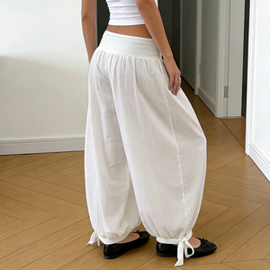 Pantalones Harem Jogger para Mujer, Transpirables, de Cintura Media, con Cremallera Lateral, Ajuste Holgado, Color Liso, Casual, Pierna Estrecha Fluida, Asimétricos - Product Image 2