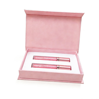 Emballage de tube de rouge à lèvres personnalisé avec logo pliable, estampage à chaud, boîte en carton rose adorable pour gloss à lèvres, parfum, mascara, boîte de rangement