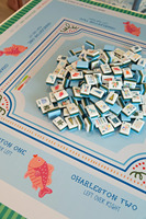 Jeu de Mahjong de Luxe Américain Thème Lac d'Été en Acrylique Portable avec Motifs Costiers Ludiques pour le Divertissement à Domicile