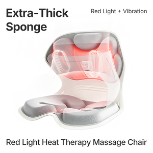 Silla de masaje con diseño ergonómico curvo, vibración, soporte para espalda y cintura, terapia de calor con luz roja. - Product Image 1