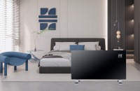 Chauffage infrarouge à panneau plat en verre mural ou sur pied avec interrupteur tactile électrique, classe A+++ d'efficacité énergétique pour la maison et l'hôtel