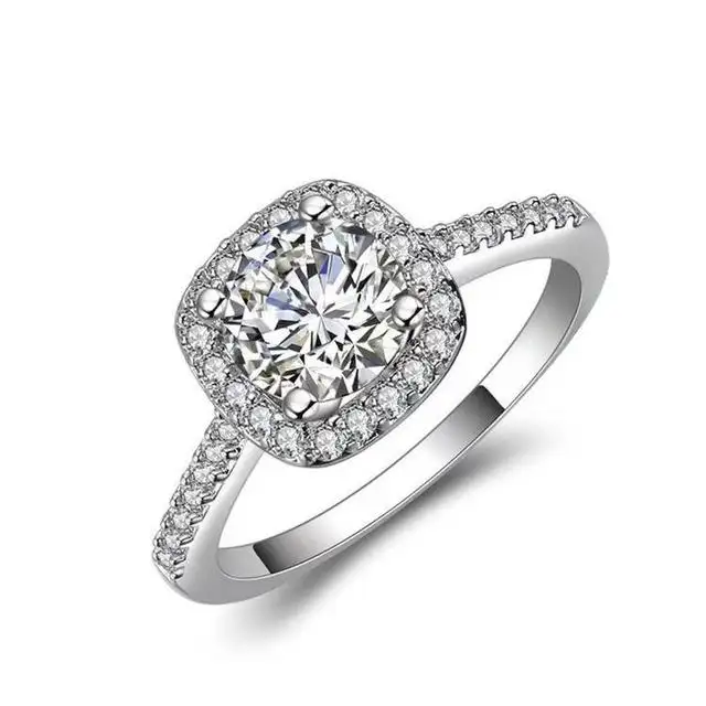 Crystal Engagement Hot Koop Ringen Voor Vrouwen 18 K Gouden Plaat Aaa Wit Zirkoon Kubieke Elegante Ringen Vrouwelijke Bruiloft Sieraden