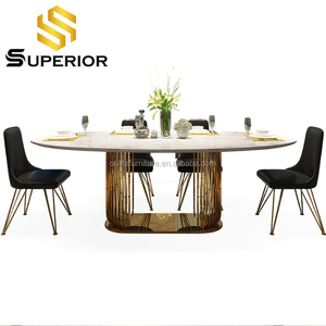 Blanco oval de piedra de mármol artificial superior de mesa de comedor moderno <span class=keywords><strong>restaurante</strong></span> - Product Image 4