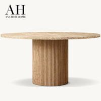 Table à manger ronde en marbre de haute qualité, directement de l'usine, mobilier de salle à manger moderne avec chaises de salle à manger solides minimalistes haut de gamme