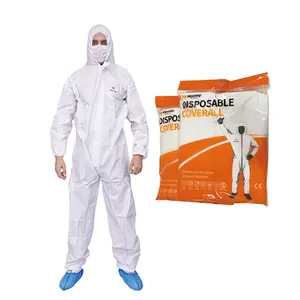 White Type 4/5/6 50gsm 60gsm PP Nonwoven ppe overalls microporou waterproof chemical disposable coveralls