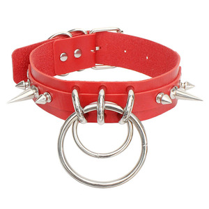 <span class=keywords><strong>Collana</strong></span> Girocollo Regolabile da Donna in Finta Pelle con Catena ad Anelli a O, Borchie e Punte, Stile Punk Harajuku - Product Image 3