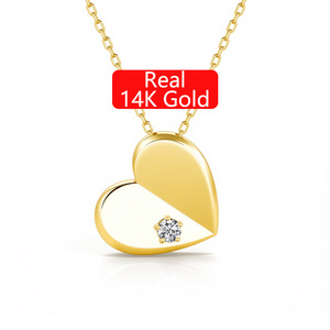 Joyería Empeñable, Diamante Moissanita de 0.06ct, Regalo de Compromiso y Boda para Mujer, Colgante de Corazón Hueco de Oro de 14k - Product Image 2