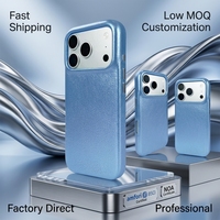Étui de téléphone en PU doublé de flocage magnétique, coque de protection intégrale antichoc bleu métallisé pour iPhone 15 à 17 Pro Max