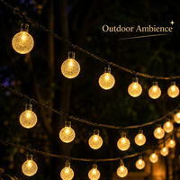 Guirlande lumineuse solaire LED en plastique en gros, boules à bulles, télécommande bouton, lumière chaude, pour extérieur, camping, décorative, batterie/USB