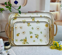 3-delige set bruiloftdecoratie transparant gouden dinerbord bruiloft feest vuurwerkpatroon charger borden fruit thee set dienblad