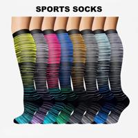 Chaussettes de compression en cuivre pour la circulation, hauteur genou, 20-30 mmHg, motif rayé pour hommes