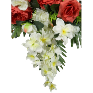 <b>Artificial</b> Red Rose and White Frangipani <b>Bouquet</b> Decorative Floral Arrangement for Home Wedding Decor Wreaths and Swags - Product Image 2