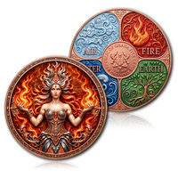 Pièce de monnaie en cuivre massif 999 de 1 once, avec motifs Embossés Éléments (Eau, Nature, Feu, Tempête), Commémorative, Médaille de collection, Vente en gros