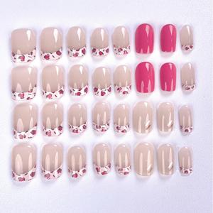 Nueva Llegada, 30 <span class=keywords><strong>Uñas</strong></span> Postizas Francesas Cortas Cuadradas con Diseño de Leopardo <span class=keywords><strong>Rosa</strong></span> <span class=keywords><strong>Pastel</strong></span>, Venta al por Mayor para Tiendas de Belleza - Product Image 6