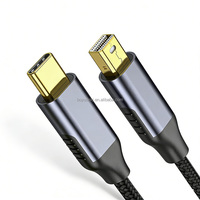 Cable USB-C a Mini DP 4K60Hz, Chapado en Oro 24K, Tipo-C Mini para Adaptador, Blindaje de Lámina, Garantía de 12 Meses para MacBook Pro/Air