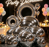 Gros Ballon Miroir Gonflable en Argent, Sphère Miroir Métallique, Ballon Miroir Gonflable à Vendre