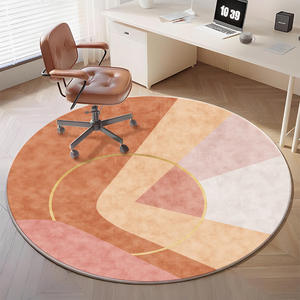 Tapis rond de luxe à motif géométrique, imitation cachemire, antidérapant, pour chaise de bureau, pour espace de travail - Product Image 3