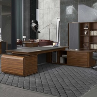 Bureau de direction contemporain haut de gamme en bois massif et MDF, style moderne, pour PDG et directeurs, couleur marron, garantie 3/5 ans, usage commercial