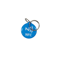 Porte-clés intelligent en résine époxy Syntek RFID 13,56 MHz ISO14443A NFC avec anneau métallique, étanche et code QR disponible