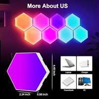 Lampes murales hexagonales RGB, panneaux LED modulaires intelligents en forme de nid d'abeille avec contrôle par application, synchronisation musicale, décoration DIY pour salle de jeux, chambre à coucher