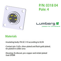 Lumberg M16 montaje frontal 4 pines (300V) Brida chasis enchufe soldadura terminales IP68 AISG red conectores circulares