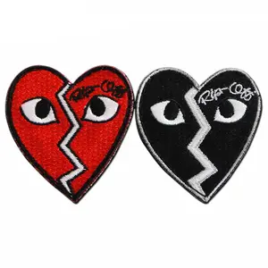 Parches de bordado de corazón de colores personalizados, accesorios de corazón amoroso de dibujos animados para ropa, parche para planchar DIY