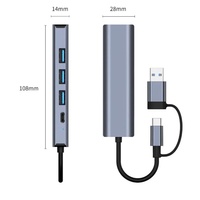 Hub USB-C 5-en-2 avec RJ45 1000M, USB 3.0 5 Gbps, transfert de données, station d'accueil Type-C 100W PD pour téléphone et iPad
