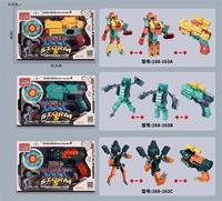 Jeu de tir en plastique pour garçons PANDAS 2-en-1 DIY Transform Robot & Bullet Gun Action Figure Soft Diecast Toys