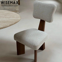 WISEMAX FURNITURE Mobilier de salon nordique Chaise de salle à manger en bois massif en tissu de velours Chaise de salle à manger en bois moderne pour appartement