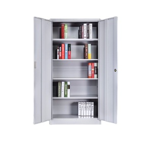 Armoire à vêtements en acier gris moderne et économique à deux portes et classeur métallique de bureau à 4 étagères pour le rangement à domicile et au bureau - Product Image 4