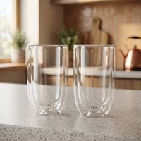 Tasses à café en verre à double paroi, ensemble de 2 pièces, tasses à latte résistantes à la chaleur pour la maison