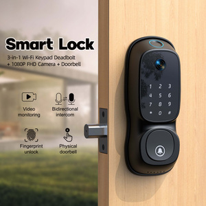 Waterproof Smart Lock with <strong>Camera</strong> Wifi Visual <strong>Intercom</strong> Keyless Entry Biometric Digital <strong>Door</strong> Lock Video Doorbell for Smart Life - Product Image 2