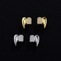 Grilles dentaires en or plaqué diamant Hip Hop, or argent, ensemble de grilles dentaires gauche et droite, bijoux de corps Hip Hop tendance