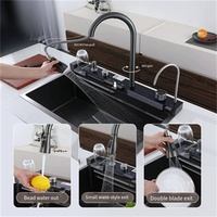 Éviers de cuisine en acier inoxydable 304, robinet d'évier de cuisine multifonctionnel, moderne, noir, cascade, pluie, ensemble d'évier de cuisine