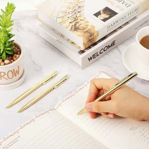 Bolígrafo Metálico Delgado con Logotipo Personalizado, Color Oro Rosa con Tinta Negra, Escritura Suave, para la Escuela y la Oficina, Regalo Publicitario - Product Image 5