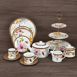 Juegos de vajilla de lujo de China de hueso fino, vajilla de cerámica de porcelana de Color chino, Apto para lavavajillas para sala de estar y comedor - Product Image 1