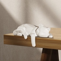 Figurine en résine de chat couché à facettes géométriques, style origami, blanc, faible polyvalence, pour décoration de table à la maison