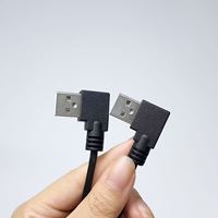 Kabel USB 3.0 Premium Double Right Angle 90 Derajat Male to Male Elbow, Sinkronisasi Data Kecepatan Tinggi, Pengisian Cepat untuk Komputer dan Mobil