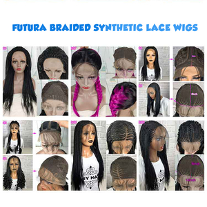 Commercio all'ingrosso nuovo stile sintetico cornrow glueless senza nodi fornitori ful lace front box parrucche intrecciate <span class=keywords><strong>con</strong></span> i capelli del bambino per le donne nere - Product Image 6