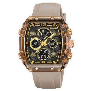 Montre-bracelet sport et décontractée multifonctionnelle de qualité supérieure, en forme de tonneau de vin, avec double affichage et résistance à l'eau de 50 mètres - Product Image 4